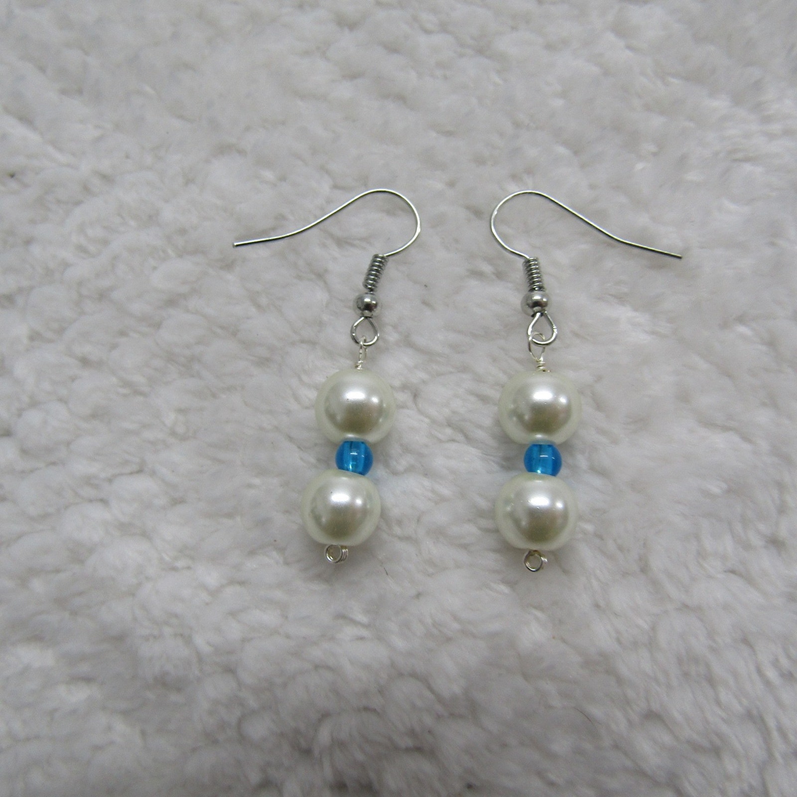 Blue White Pearl Drop Fashion Earrings For Women Teen Her Gift Holiday Casual